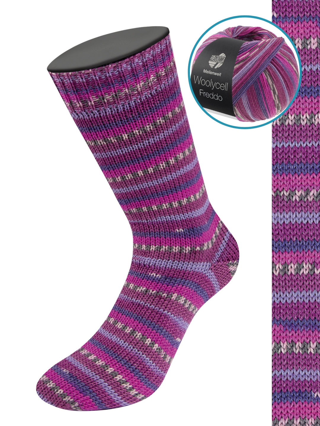 Woolycell Freddo 6047 Roodpaars/Lavendel/Donkerpaars/Fuchsia/Donkergrijs/Roze