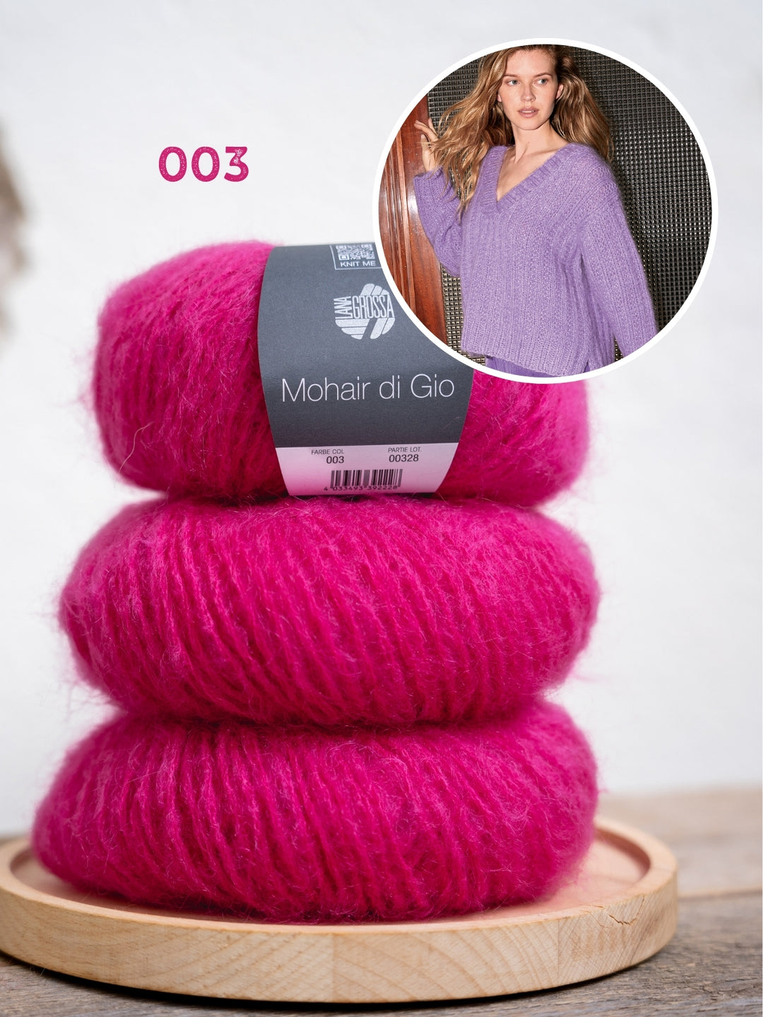 Breipakket Mohair di Gio trui met v-hals