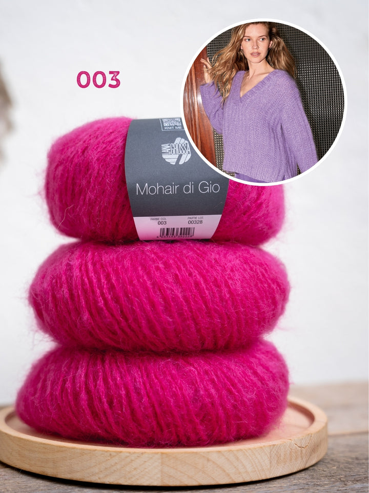 Breipakket Mohair di Gio trui met v-hals