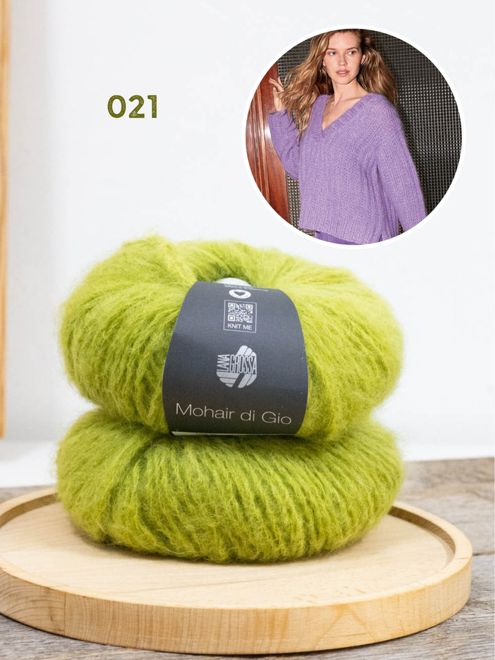 Breipakket Mohair di Gio trui met v-hals