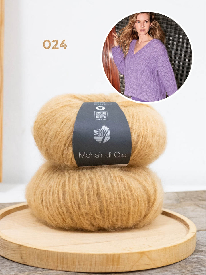 Breipakket Mohair di Gio trui met v-hals