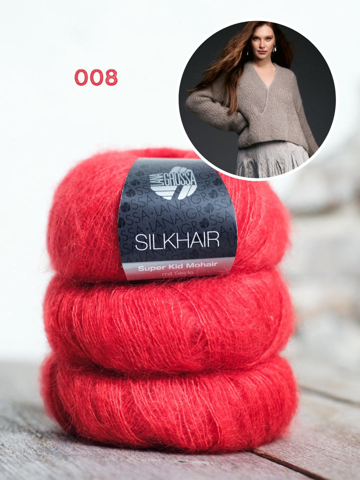 Breipakket Silkhair trui met v-hals