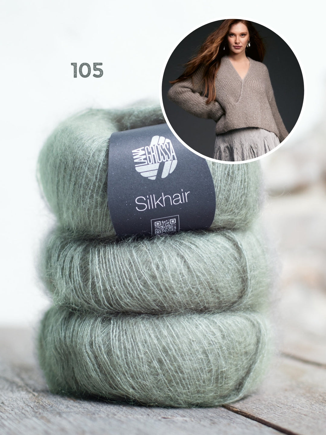 Breipakket Silkhair trui met v-hals
