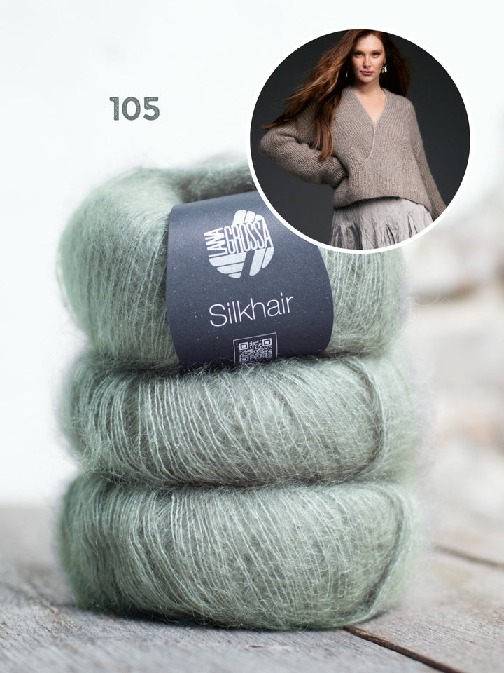 Breipakket Silkhair trui met v-hals