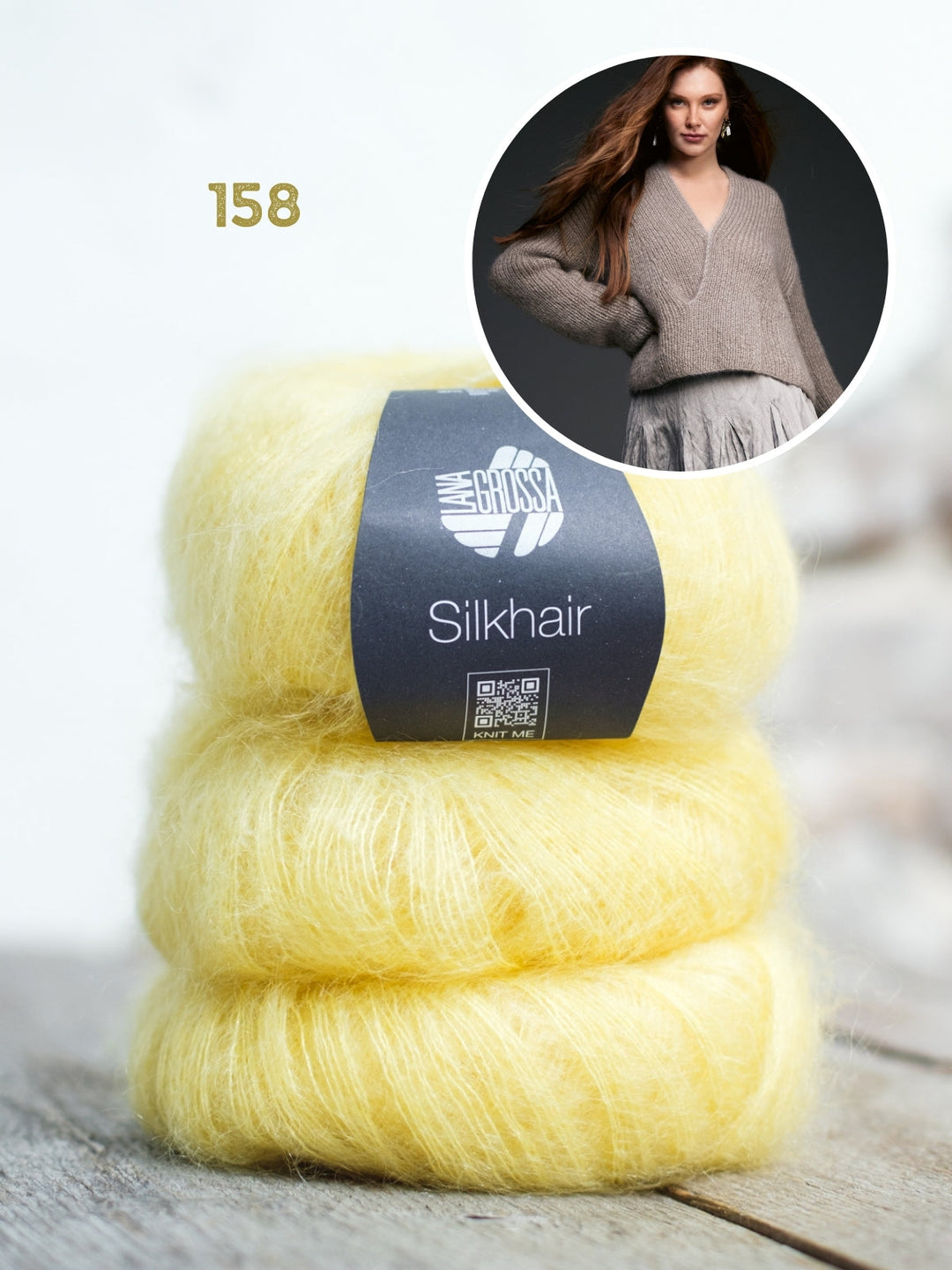 Breipakket Silkhair trui met v-hals