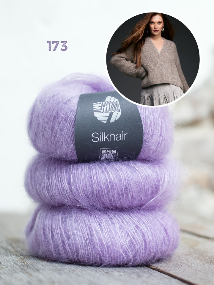 Breipakket Silkhair trui met v-hals