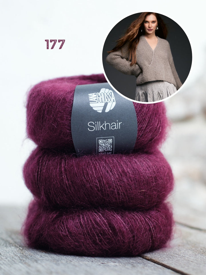 Breipakket Silkhair trui met v-hals
