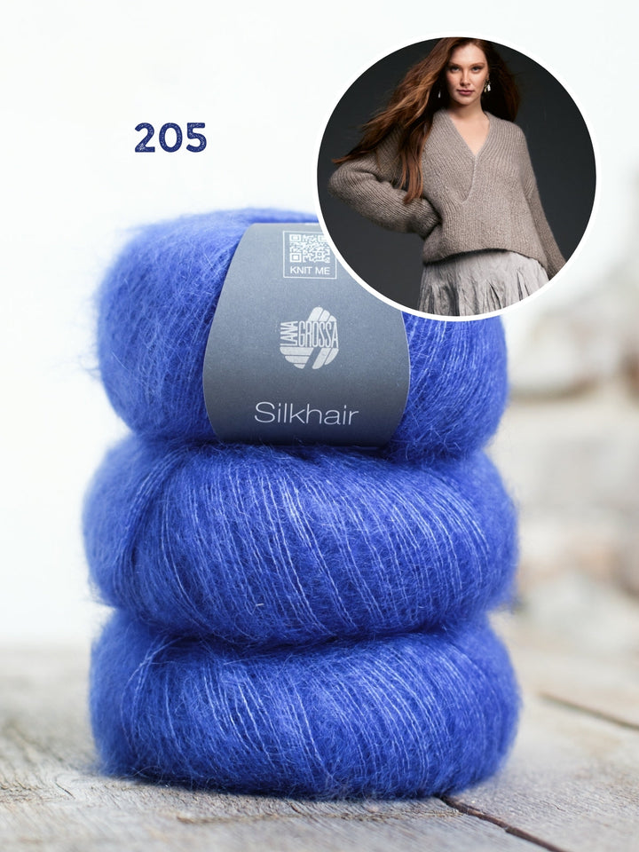 Breipakket Silkhair trui met v-hals