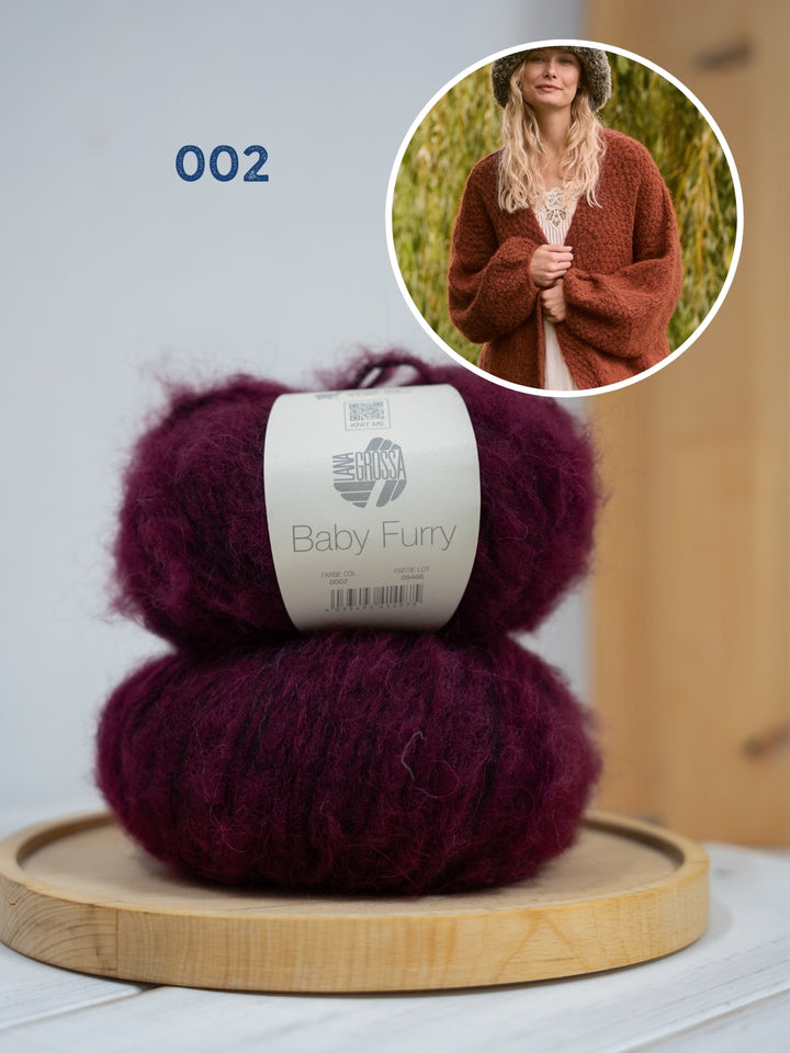 Breipakket Baby Furry vest met ballonmouwen