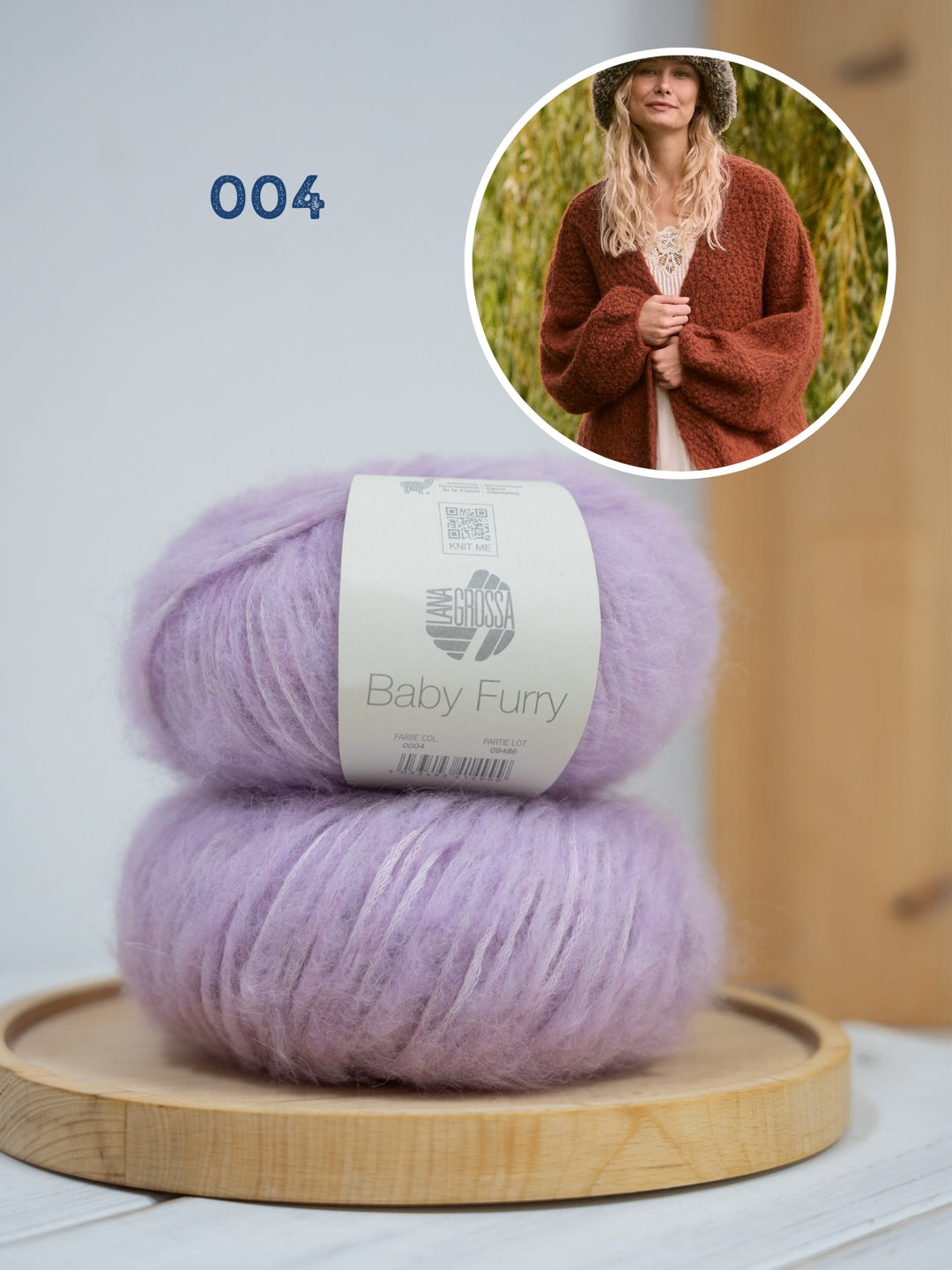 Breipakket Baby Furry vest met ballonmouwen