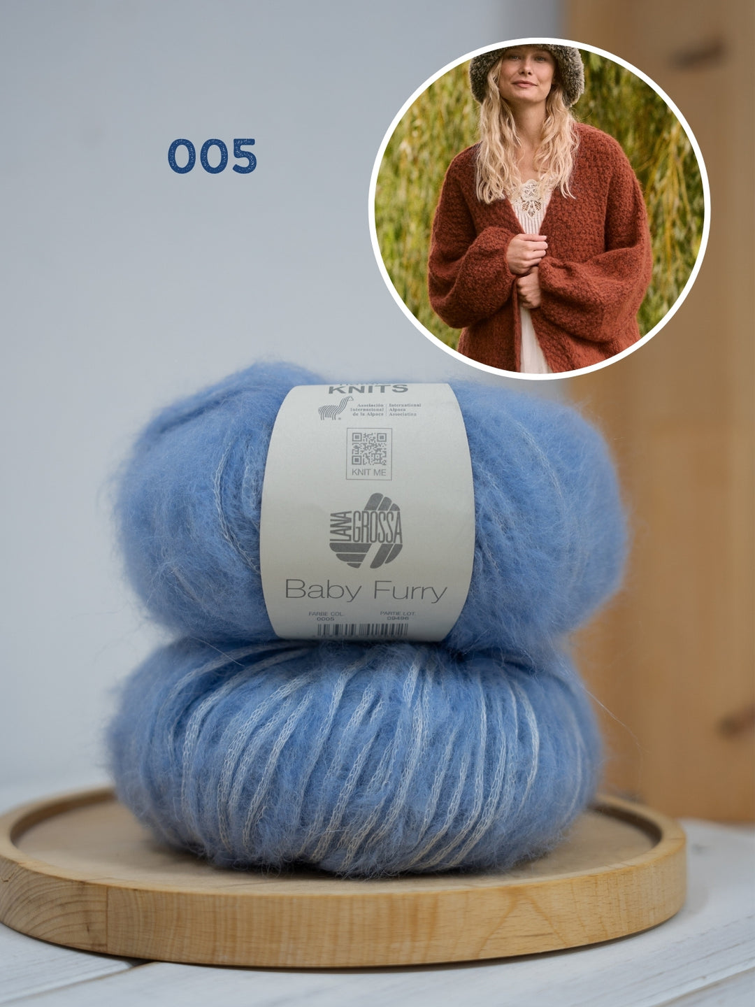 Breipakket Baby Furry vest met ballonmouwen