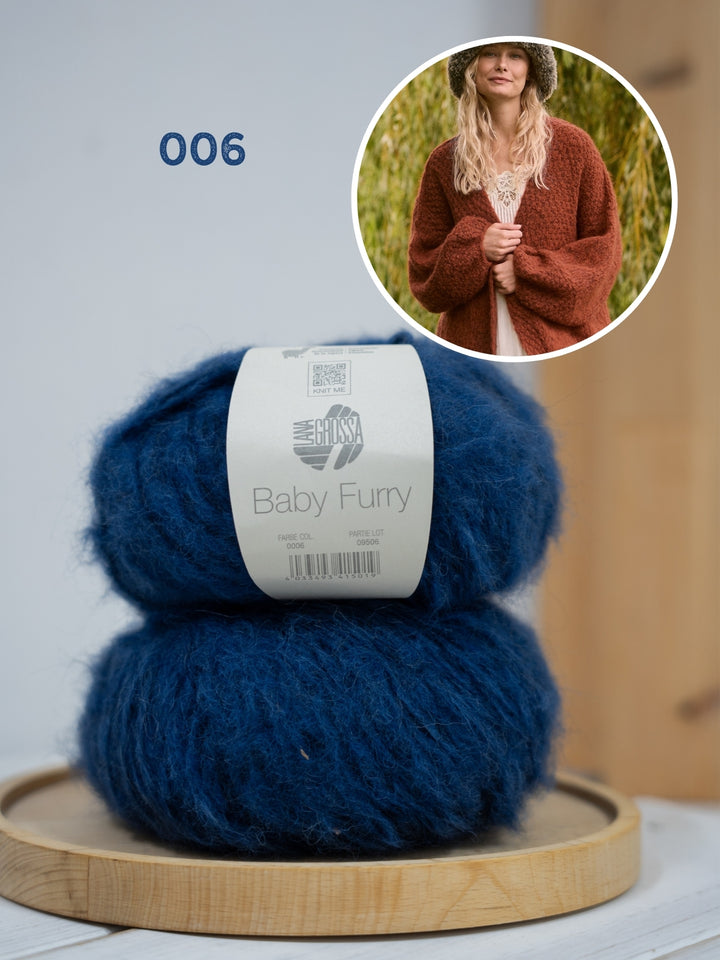 Breipakket Baby Furry vest met ballonmouwen