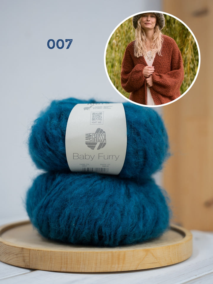 Breipakket Baby Furry vest met ballonmouwen