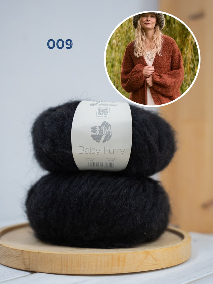 Breipakket Baby Furry vest met ballonmouwen
