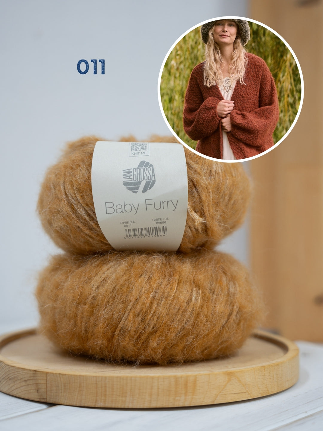 Breipakket Baby Furry vest met ballonmouwen