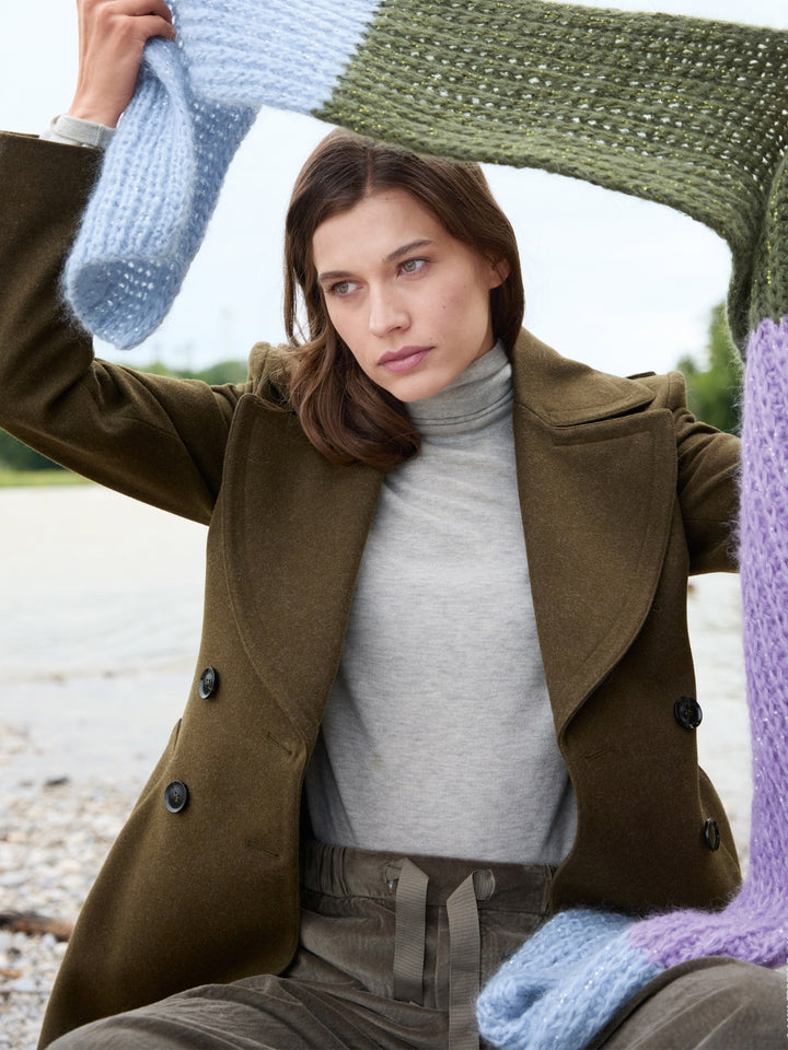 Breipakket Mohair Di Gio Glamour colorblock sjaal in patentsteek