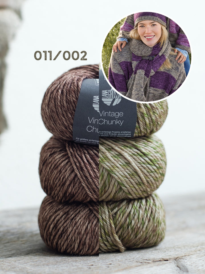 Breipakket Vintage Chunky strepensjaal