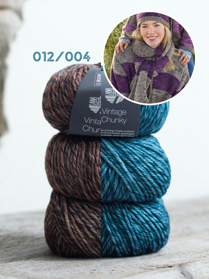 Breipakket Vintage Chunky strepensjaal