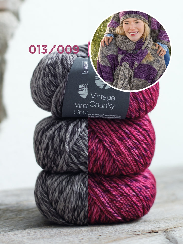 Breipakket Vintage Chunky strepensjaal