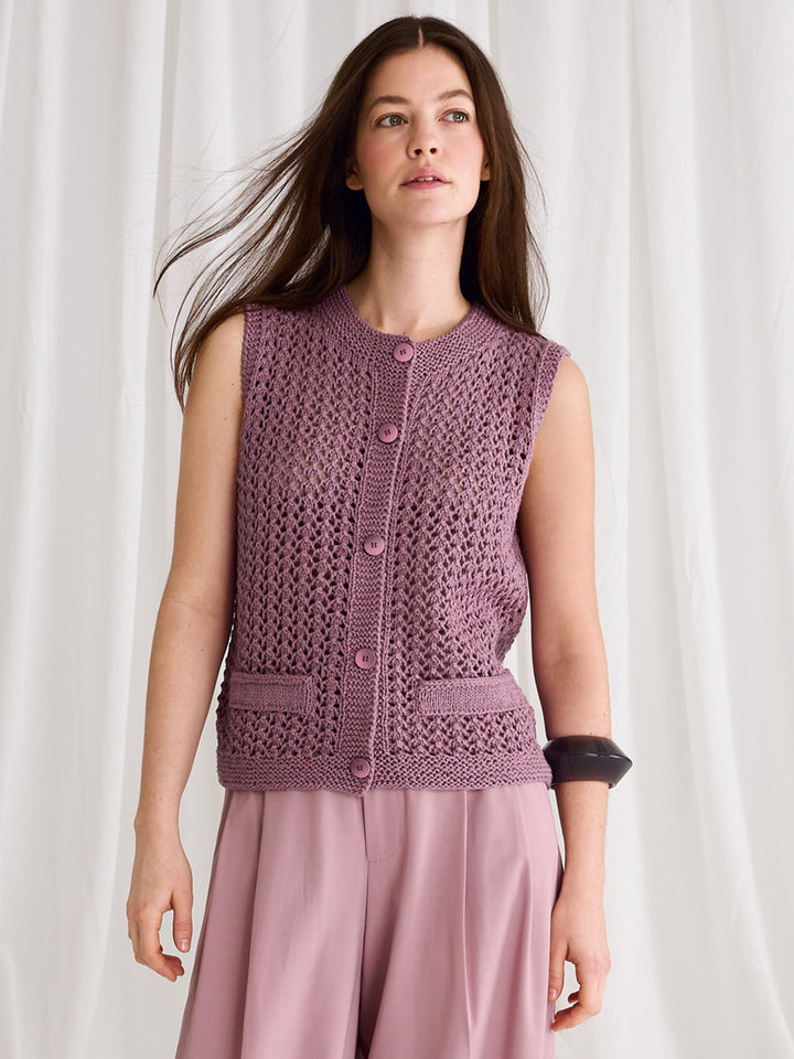 Breipakket Summer Cashmere gilet met ajourpatroon