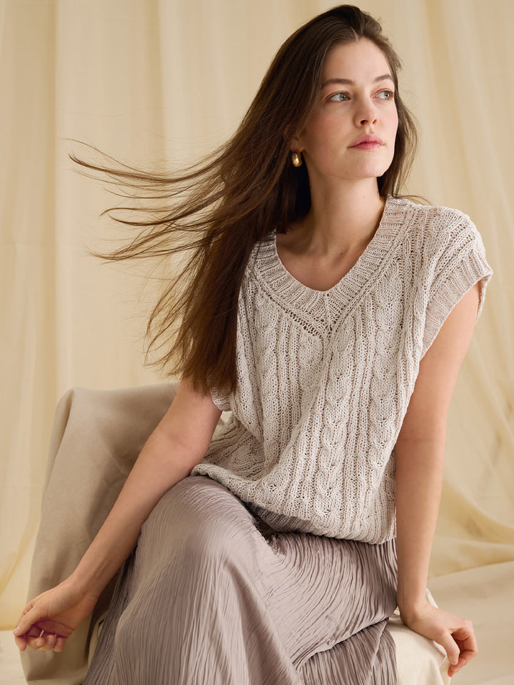 Breipakket Cotton Silk top met kabels