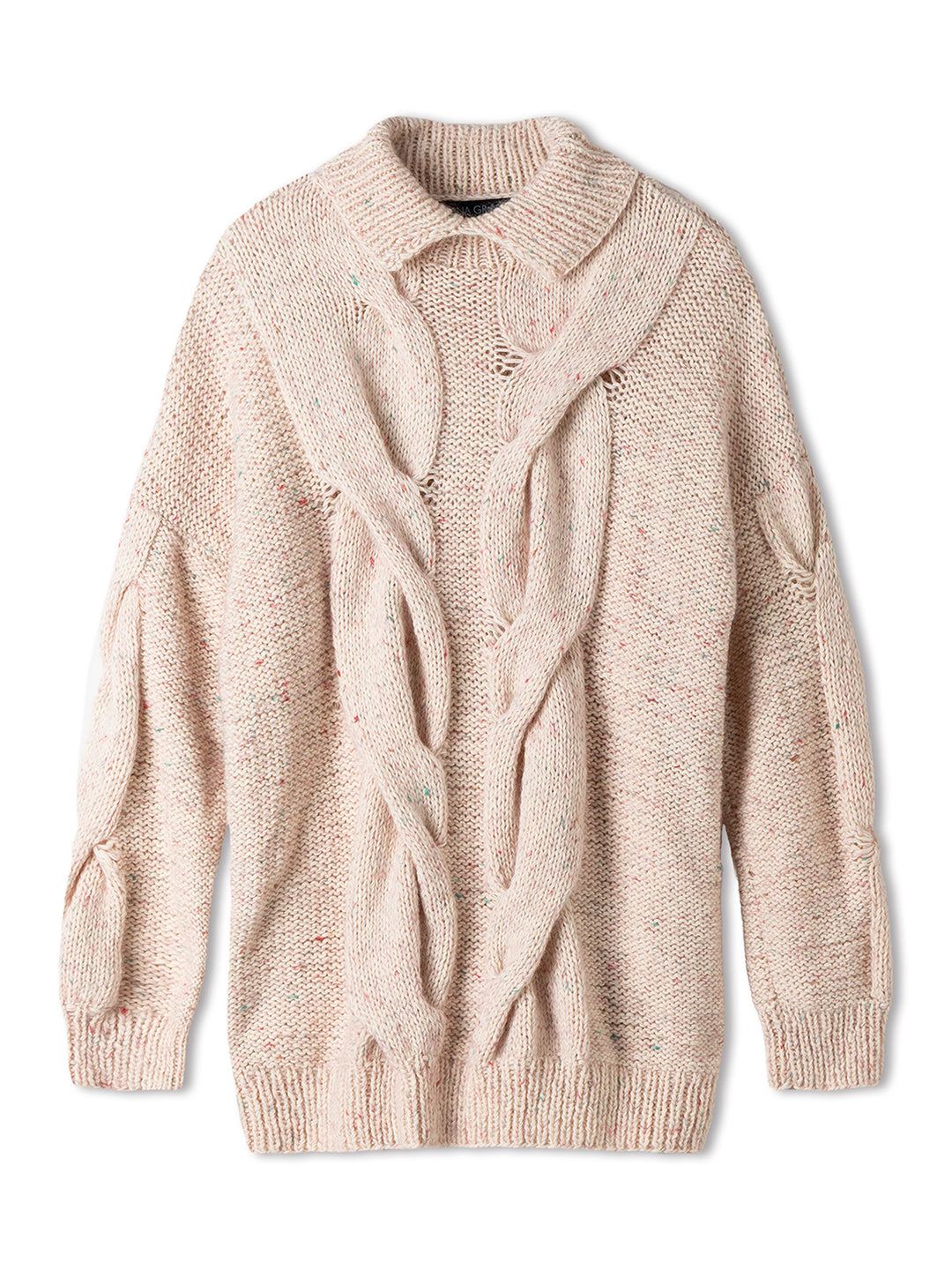 Breipakket Ecopuno Natural Superkid Tweed trui met kabels
