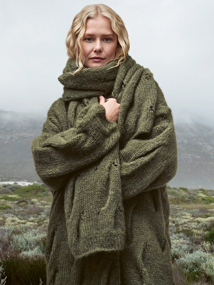 Breipakket Mohair Di Gio sjaal met kabels