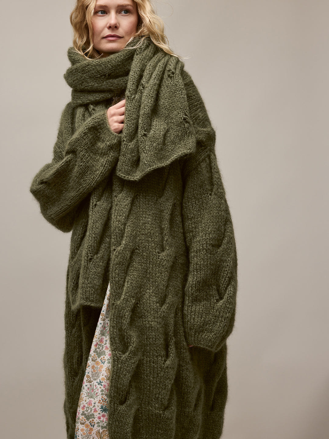 Breipakket Mohair Di Gio sjaal met kabels