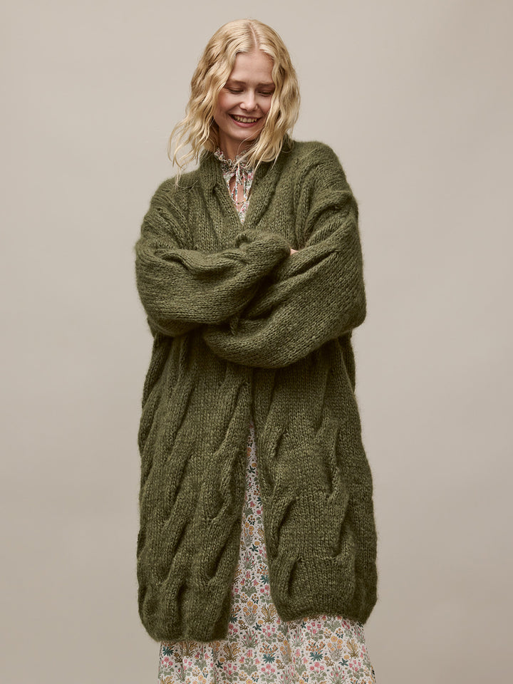 Breipakket Mohair Di Gio oversized vest met kabels
