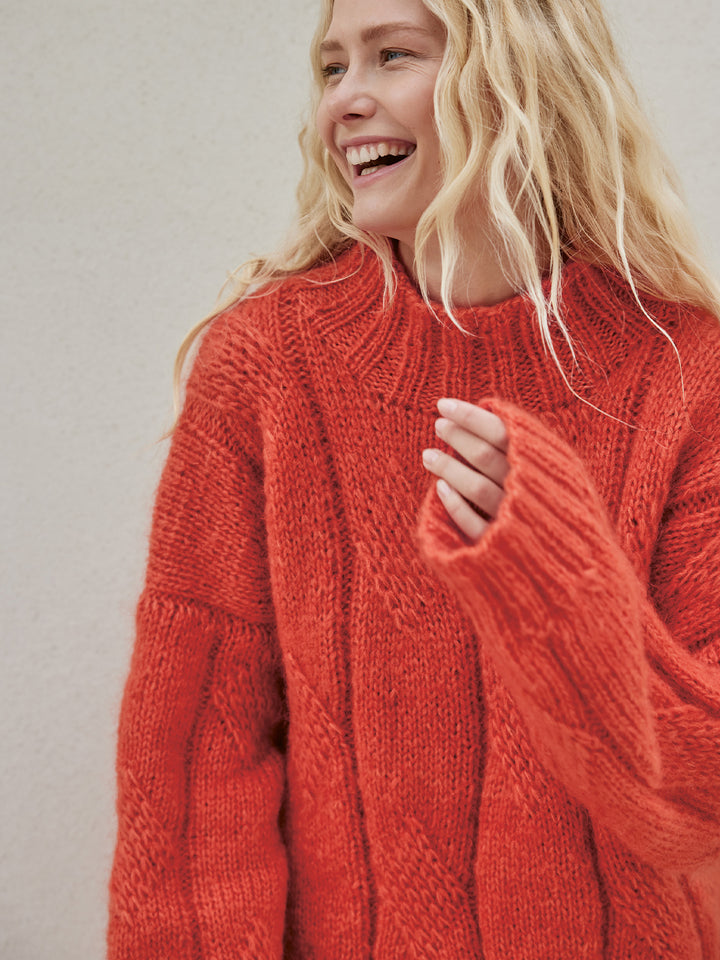Breipakket Mohair Di Gio oversized trui met kabels - top-down