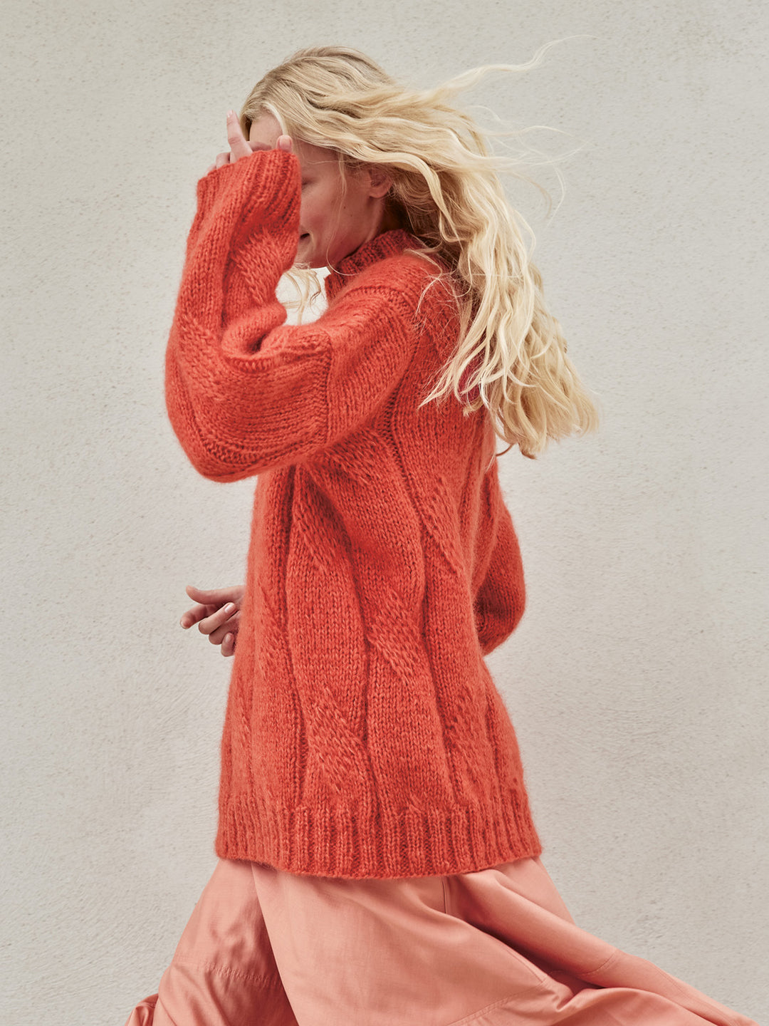 Breipakket Mohair Di Gio oversized trui met kabels - top-down