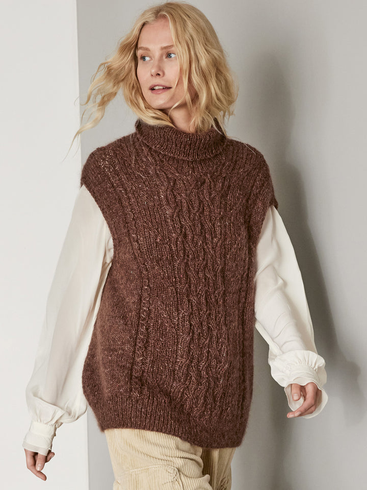 Breipakket Ecopuno Natural Superkid Tweed spencer met kabels