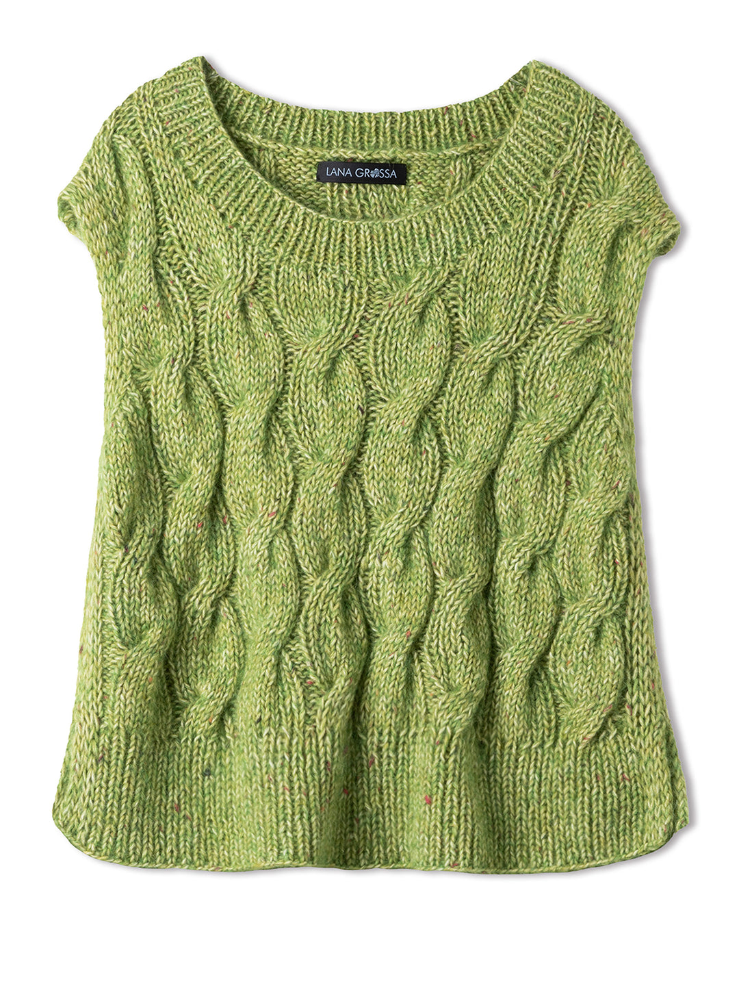 Breipakket Natural Alpaca Pelo Superkid Tweed spencer met kabels