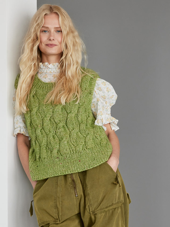 Breipakket Natural Alpaca Pelo Superkid Tweed spencer met kabels