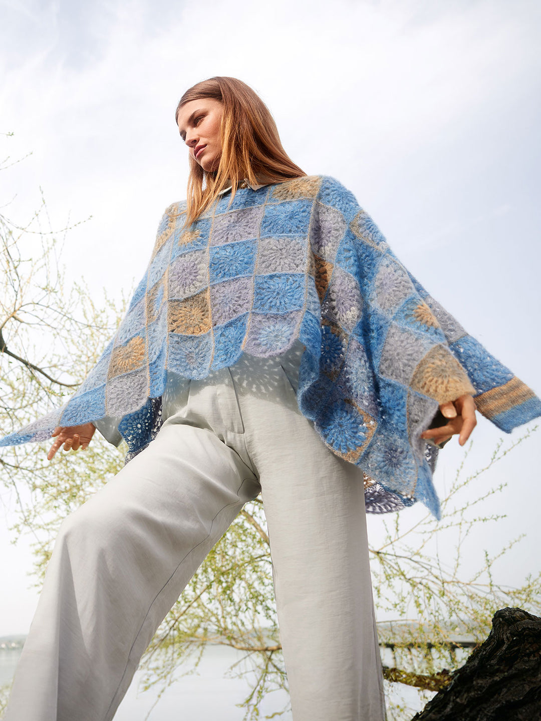 Haakpakket Silkhair Print poncho