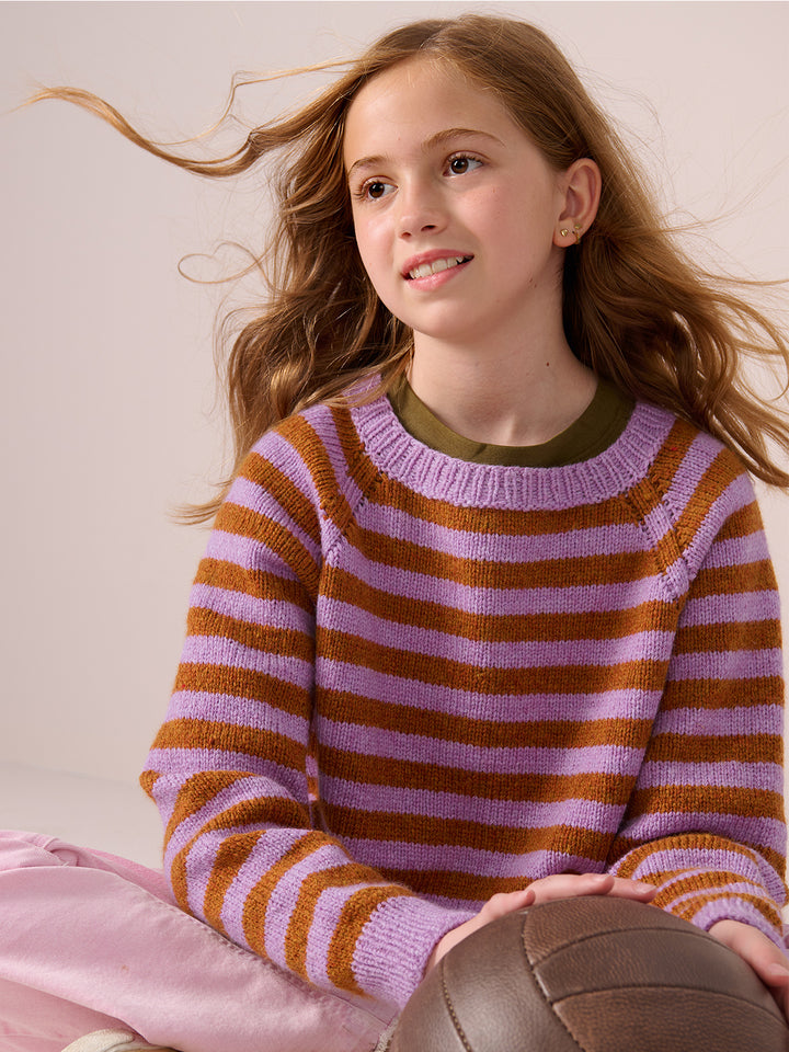 Breipakket Cool Merino topdown raglan met strepen - kids