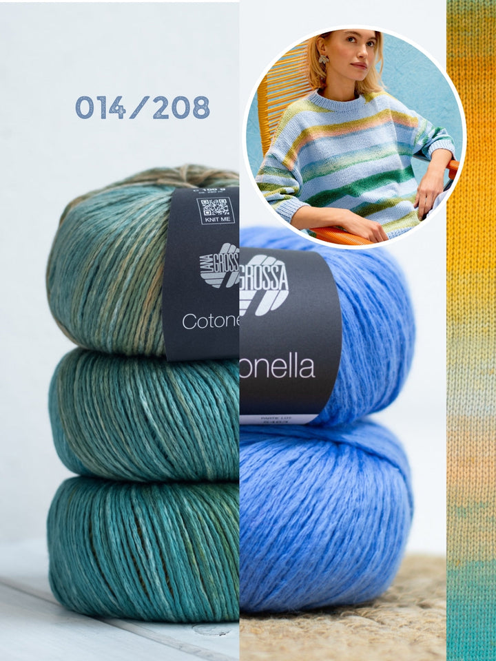 Breipakket Cotonella strepentrui met 3/4 mouwen